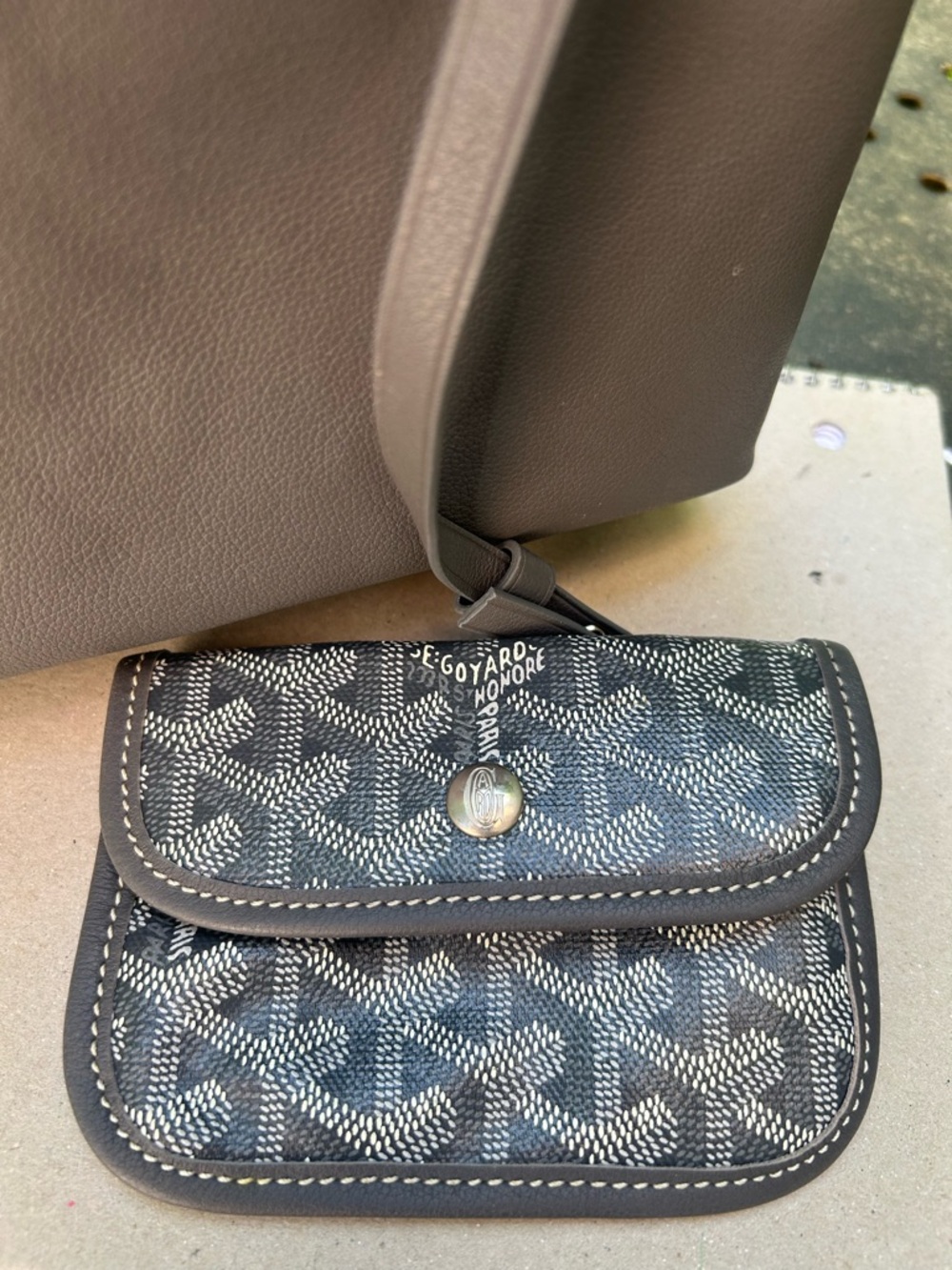 Goyard Anjou Mini Reversible Tote in Gray and White Goyardine and Gray Leather - Picture 12 of 16
